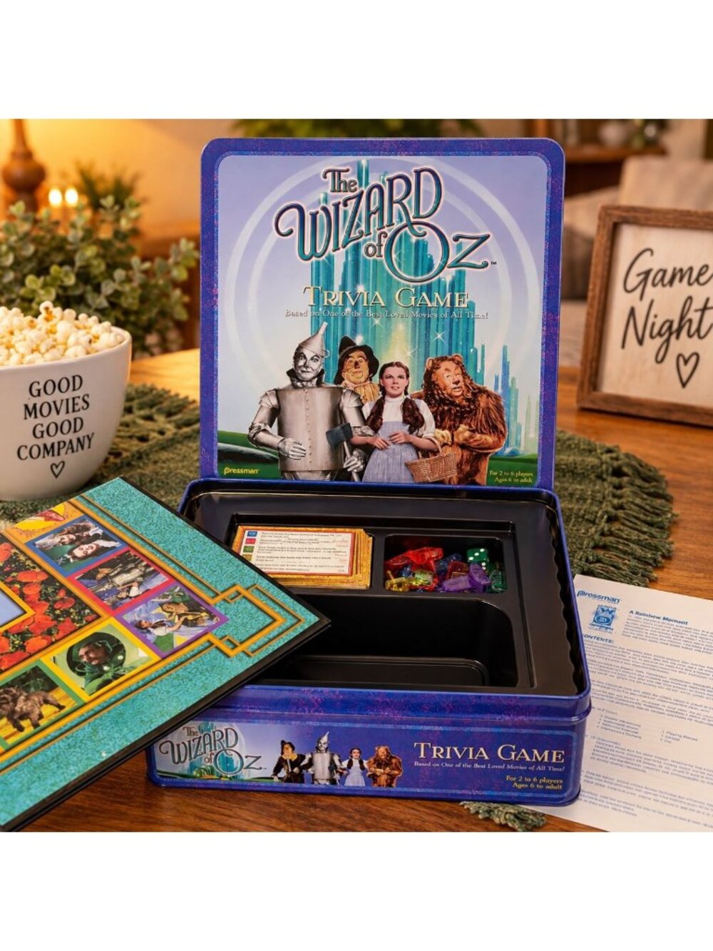 Wizard of Oz 1999 Pressman Trivia Board Game Collectible Tin Family Time Vintage